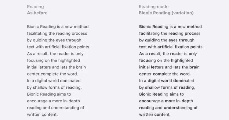 Bionic Reading， A New Reading Method That Stresses Letters Within Words to  Let the Brain Fill in the Rest